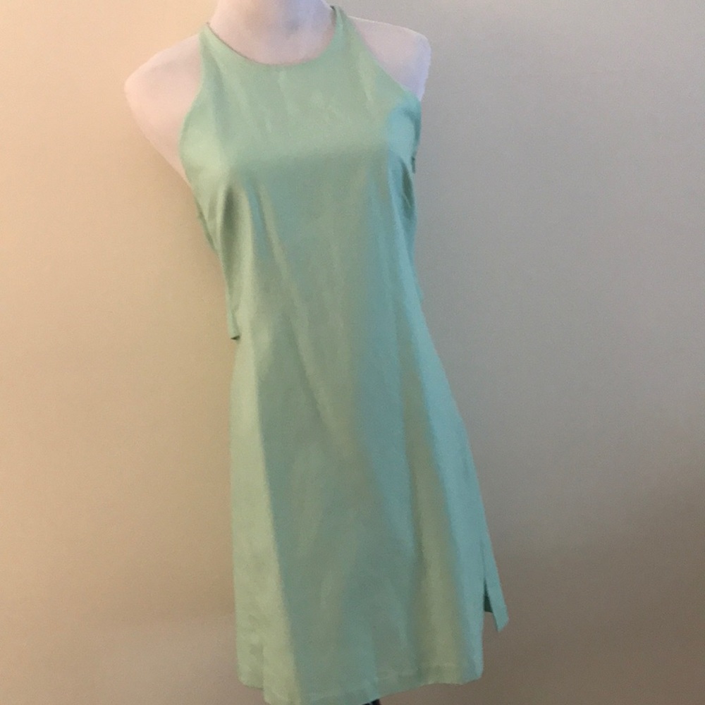 Mint green silk dress